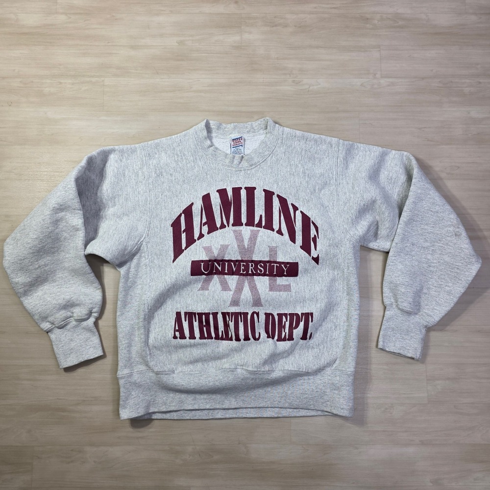 Vintage Hamline University Athletic Dept Sweatshirt Mens Size Medium Grey - Picture 1 of 7